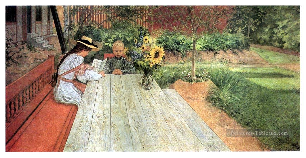 la première leçon 1903 Carl Larsson Peintures à l'huile